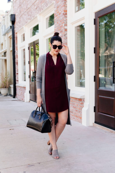 shift dress with cardigan
