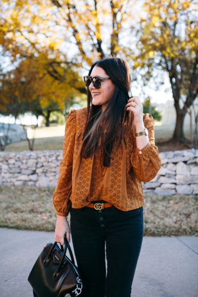 madewell eyelet peasant top