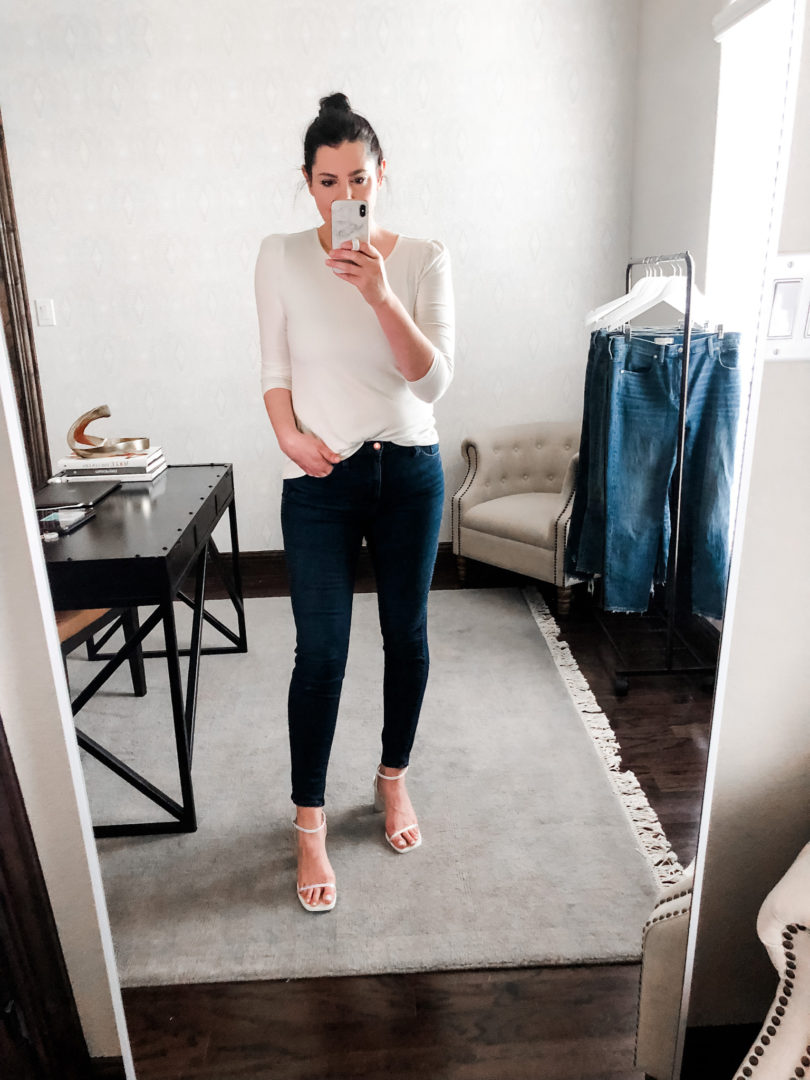madewell high rise white jeans