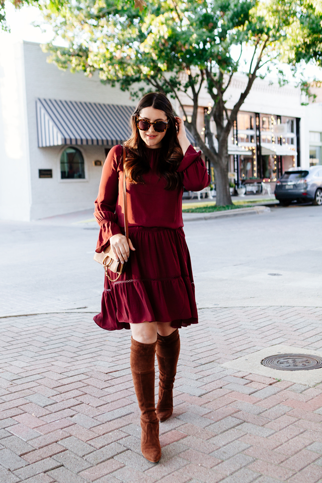 chelsea28 burgundy dress stuart weitzman otk boots chloe crossbody 10 kendi everyday