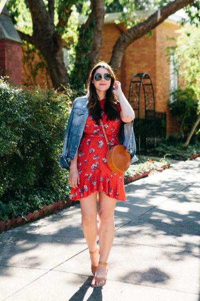 denim red dress