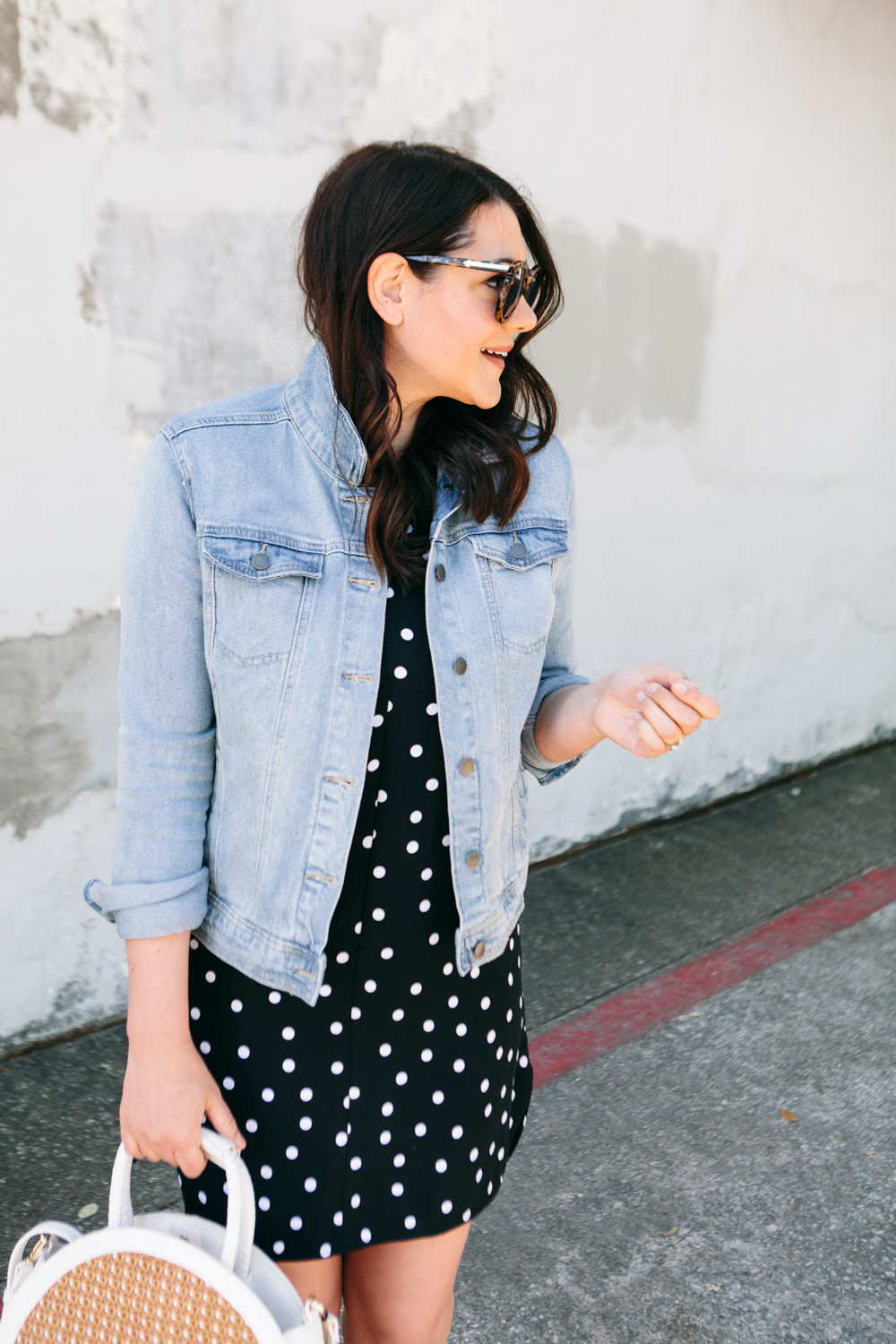 Polka dot cheap denim dress