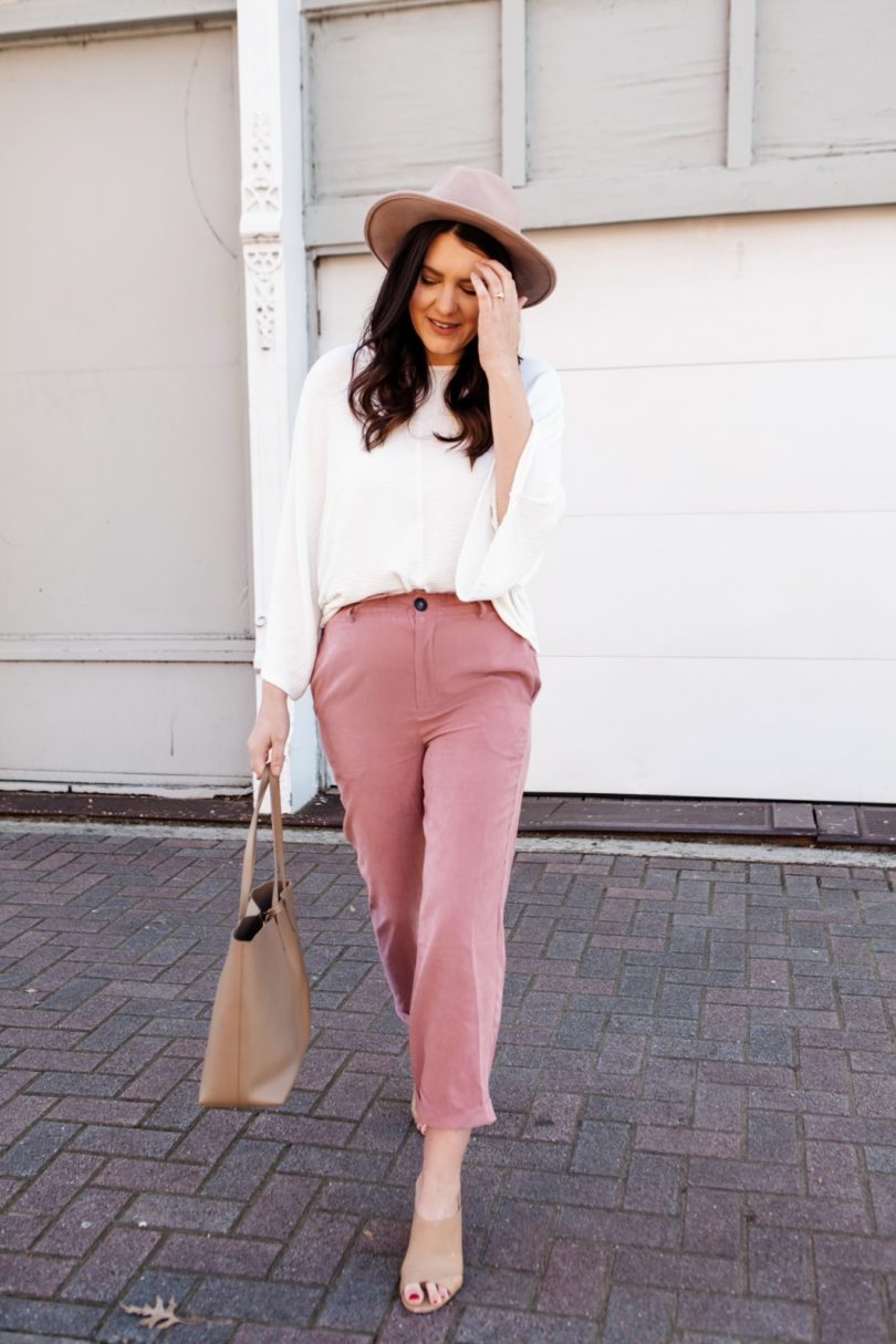 Pale Pink Tapered Trousers  Mint Velvet