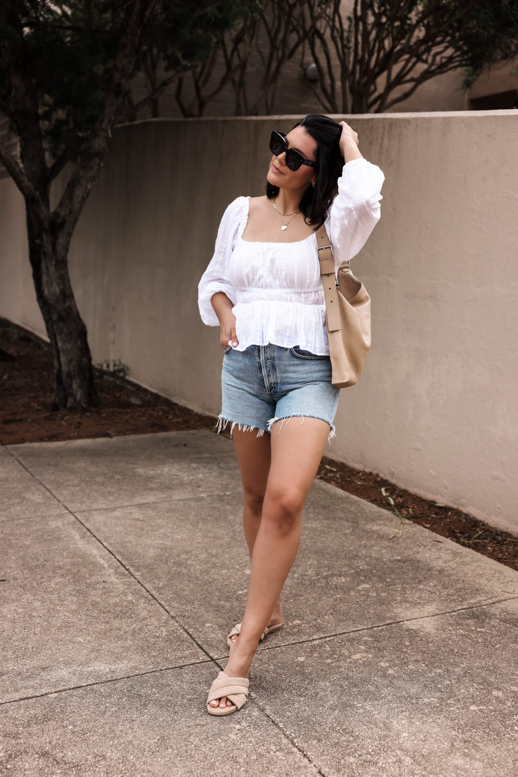 kendi everyday wearing jcrew peasant top and agolde reese relaxed